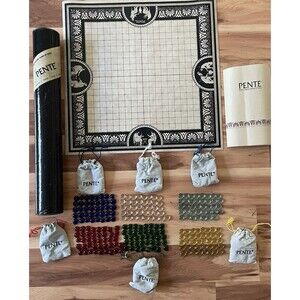 PENTE 1982 Roll Up Board Game Tube Jewels Red Clear Yellow Green Blue Light Blue